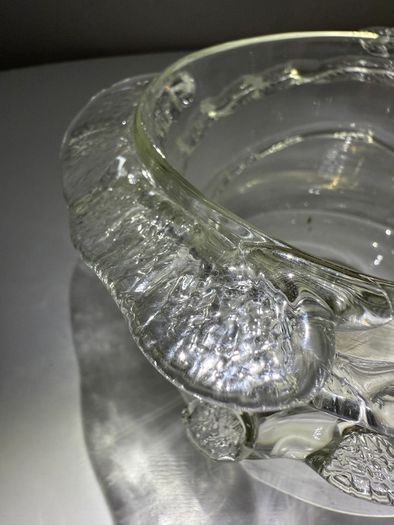 Vintage Textured Ice Bark Art Glass Bowl
