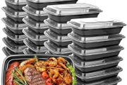 NEW SALE | Meal Prep Container-Plastic Microwavable Food Boxes-with Lids 28.Oz-Reusable Black Storage Lunch Boxes - Freezer &amp; Dishwasher Safe (15)