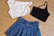 Denim Skirt and Tops - 6-8