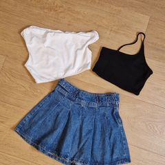 Denim Skirt and Tops - 6-8