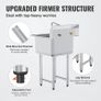 Stainless Steel Commercial Utility Sink with Faucet & Legs, Single Bowl Freestanding Prep Sink Image 4