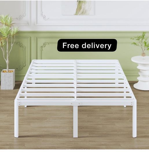 High White King Size Bed Frame 5ft with Rounded Corner