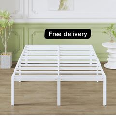 High White King Size Bed Frame 5ft with Rounded Corner