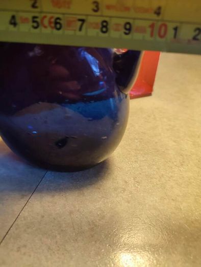 Tow Handles Small Blue Glass Vase