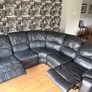 Black leather corner sofa Image 5