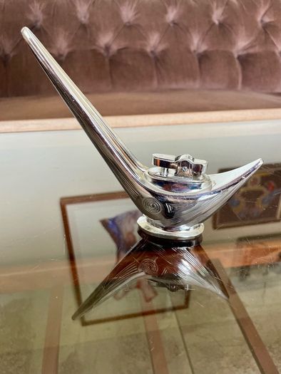 Rare Uber Vintage Retro Lighter 1960s Chrome Steel with Art Deco Geometric Design