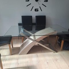 Modern Glass Dining Table 6 Chairs Excellent Condition