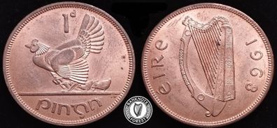 [#13] - Ireland 1968 | Irish 1d | One Penny | KM.11 | UNC