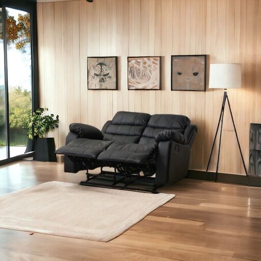 2-Seater Recliner Sofa, Black