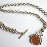 Vintage Silver Plated Pocket Watch Chain With Fob Image 9