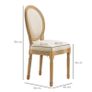 Set of 2 French Style Upholstered Dining Chairs, Cream Linen-Touch Fabric with Backrest, Natural Wood Frame Image 2