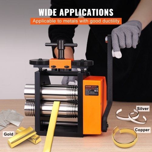 Rolling Mill, 3"/76 mm Jewelry Rolling Mill Machine, 1: 2 Gear Ratio, 3-in-1 Multi-function Rolling Mill, 0.1-7mm Press Thickness for Metal
