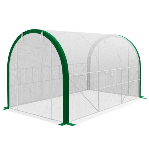 Tunnel Greenhouse, Greenhouse, Zipper Doors, Mesh Windows, Metal Frame, 3.5 x 2 x 2m, White