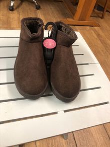 Brown fur lined suede boots