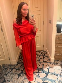 red jumpsuit