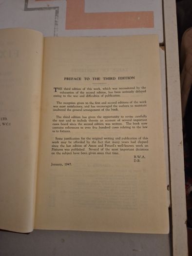 Vintage The Law Relating to Fixtures Benaiah Adkin