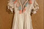 Girls cream tassel dress