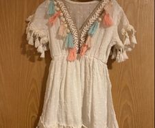 Girls cream tassel dress