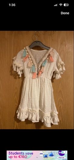 Girls cream tassel dress