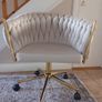 Beige Velvet and Gold Office Chair Image 2