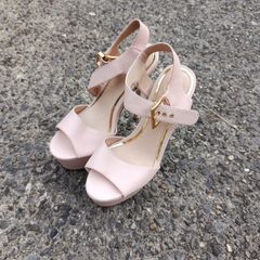 leather peeptoe heels