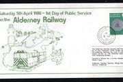 1980 Alderney Cover to Commemorate the 1st Day of Public service of the Alderney Railway on Saturday 5th April 1980 tying 7p Definitive stamp