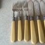Vintage Set 1960's 6 Etched Fish Knives& 6 Forks stamped JTS @ EP Image 4