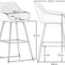 2 x Bar Stool with Faux Suede Cover, Sponge Padded Bar Chairs with Footrest Armrest High Stool with Metal Legs for Home Kitchen Counter and Bar Image 3