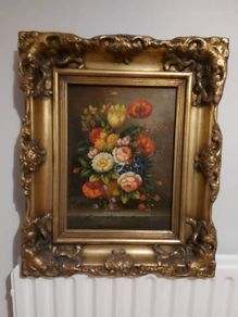 Set of 3 floral scenes - oil on boards