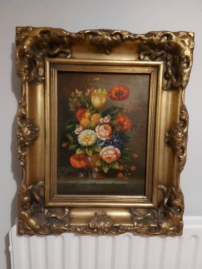 Set of 3 floral scenes - oil on boards