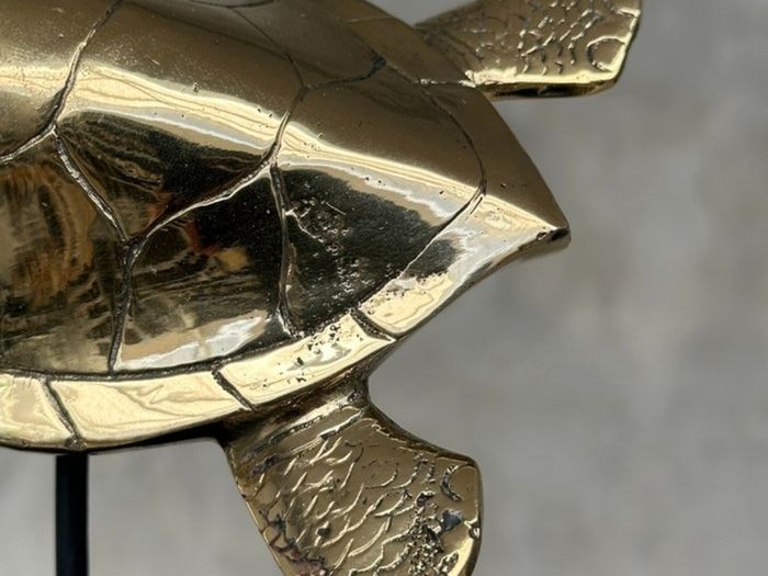 Turtle - Polished Bronze, Metal Stand