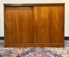 Mid Century Modern Teak Sliding Door Cabinet