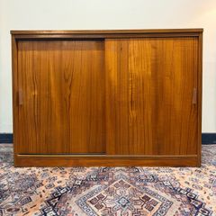 Mid Century Modern Teak Sliding Door Cabinet