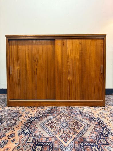 Mid Century Modern Teak Sliding Door Cabinet