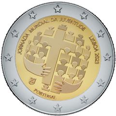 Portugal 2 Euro Commemorative Coin 2023 - World Youth Day. Uncirculated.