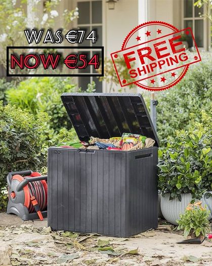 NEW SALE | Outdoor 96% recycled Small Balcony Garden Furniture Storage Box Grey Wood Panel Effect | Fade Free | All Weather Resistant | Safe and Secure | Zero Maintenance