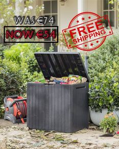 NEW SALE | Outdoor 96% recycled Small Balcony Garden Furniture Storage Box Grey Wood Panel Effect | Fade Free | All Weather Resistant | Safe and Secure | Zero Maintenance