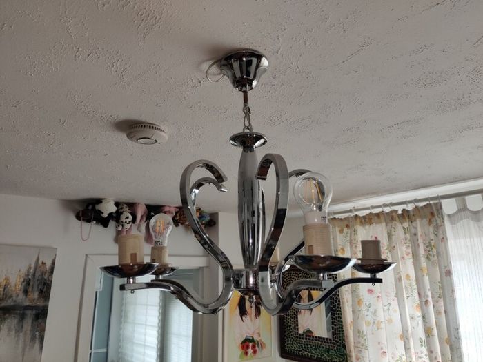 Modern 5 Arm Chrome Ceiling Light Chandelier Pendant Fitting