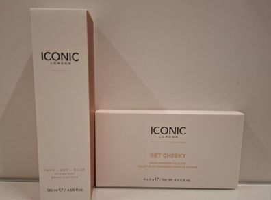 Iconic Duo - London Get Cheeky Face Powder Palette & Face Mist Prep Set Blur