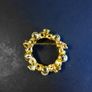 Vintage small round gold tone, ribbons & faux pearls brooch Image 2