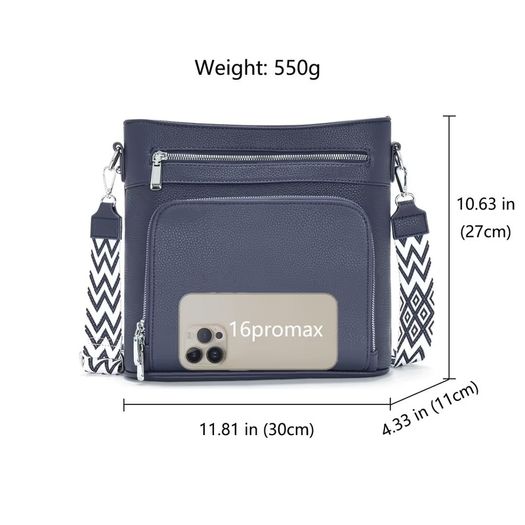 Brand New Women's Shoulder Bag Large Trendy Handbag with Wallet Function - Blue