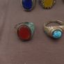 Antique Brass Rings Lot of 15 Mixed Gemstone & Glass Collectible Rings Image 5
