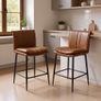 Set of 2 Bar Stools PU Leather Padded Bar Chairs for Kitchen Armless Counter Stools Image 6