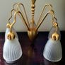 Vintage 60s style brass & glass 5 arm light fitting Image 2