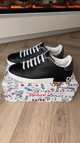 Dolce And Gabbana Men's Logo Portofino Leather Low-top Trainers
