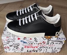 Dolce And Gabbana Men's Logo Portofino Leather Low-top Trainers