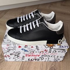Dolce And Gabbana Men's Logo Portofino Leather Low-top Trainers