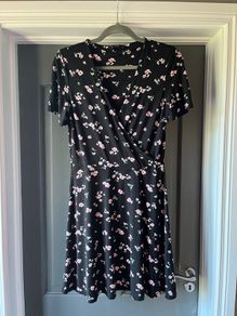 F&F black floral wrap dress size 10