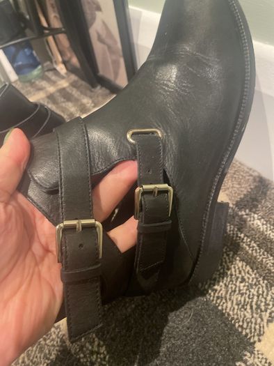 Black leather ankle boots