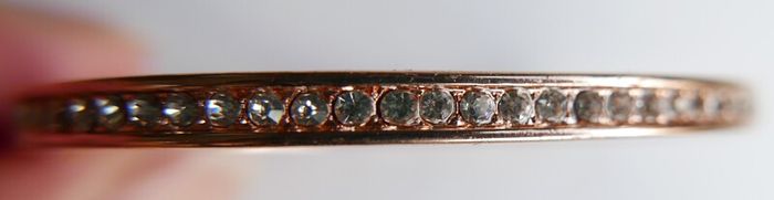 Vintage Gold Plated Sparkly Prong Set Crystal Bangle Bracelet